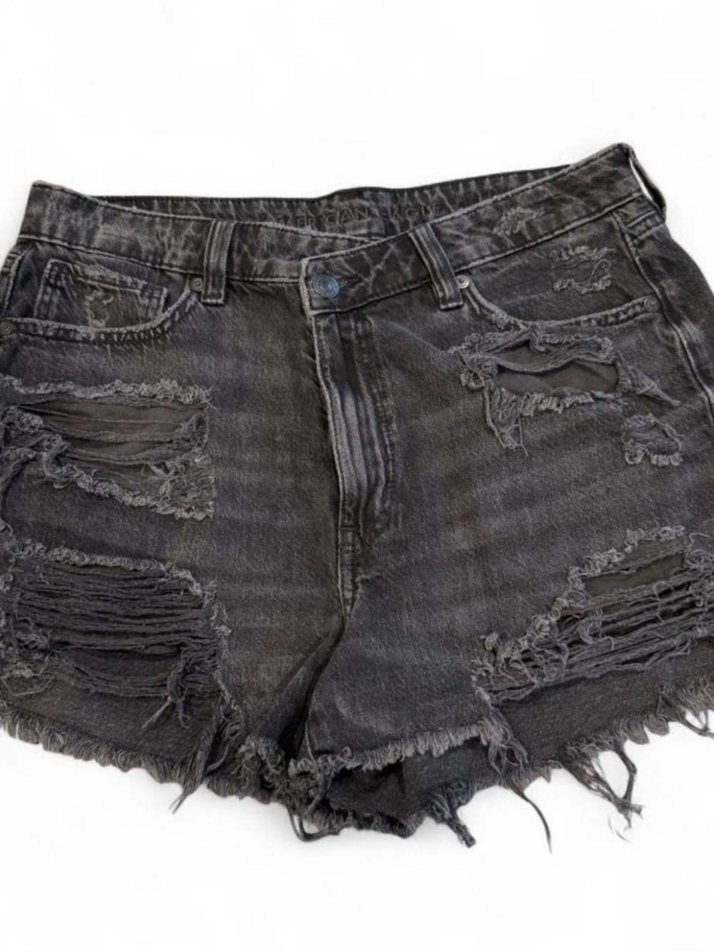 American Eagle Outfitters Black Distressed Denim Cutoff Shorts